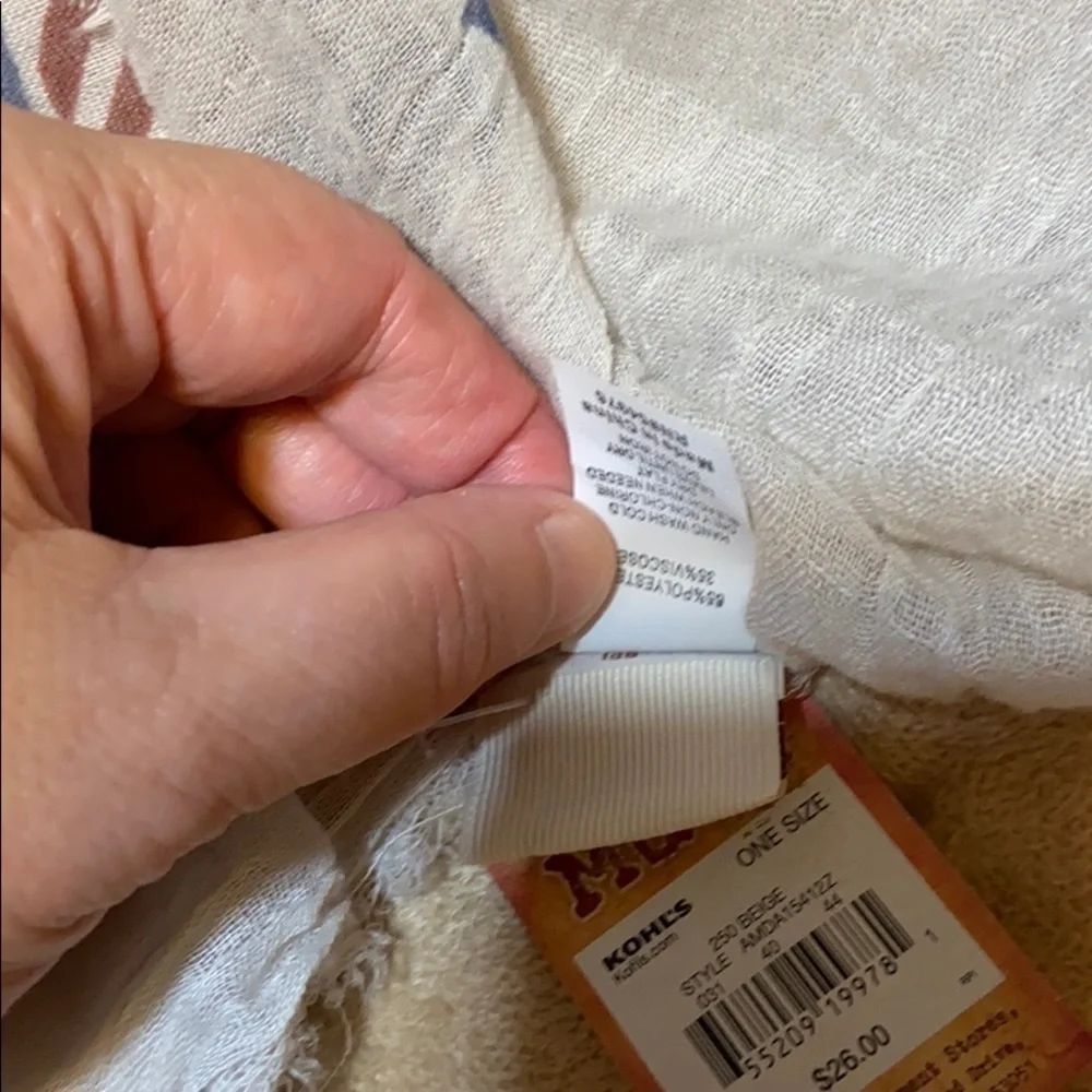 Mudd Oblong Cross Shop Beige Scarf